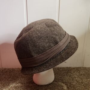 D&Y Brown Wool Blend Tweed Derby Hat